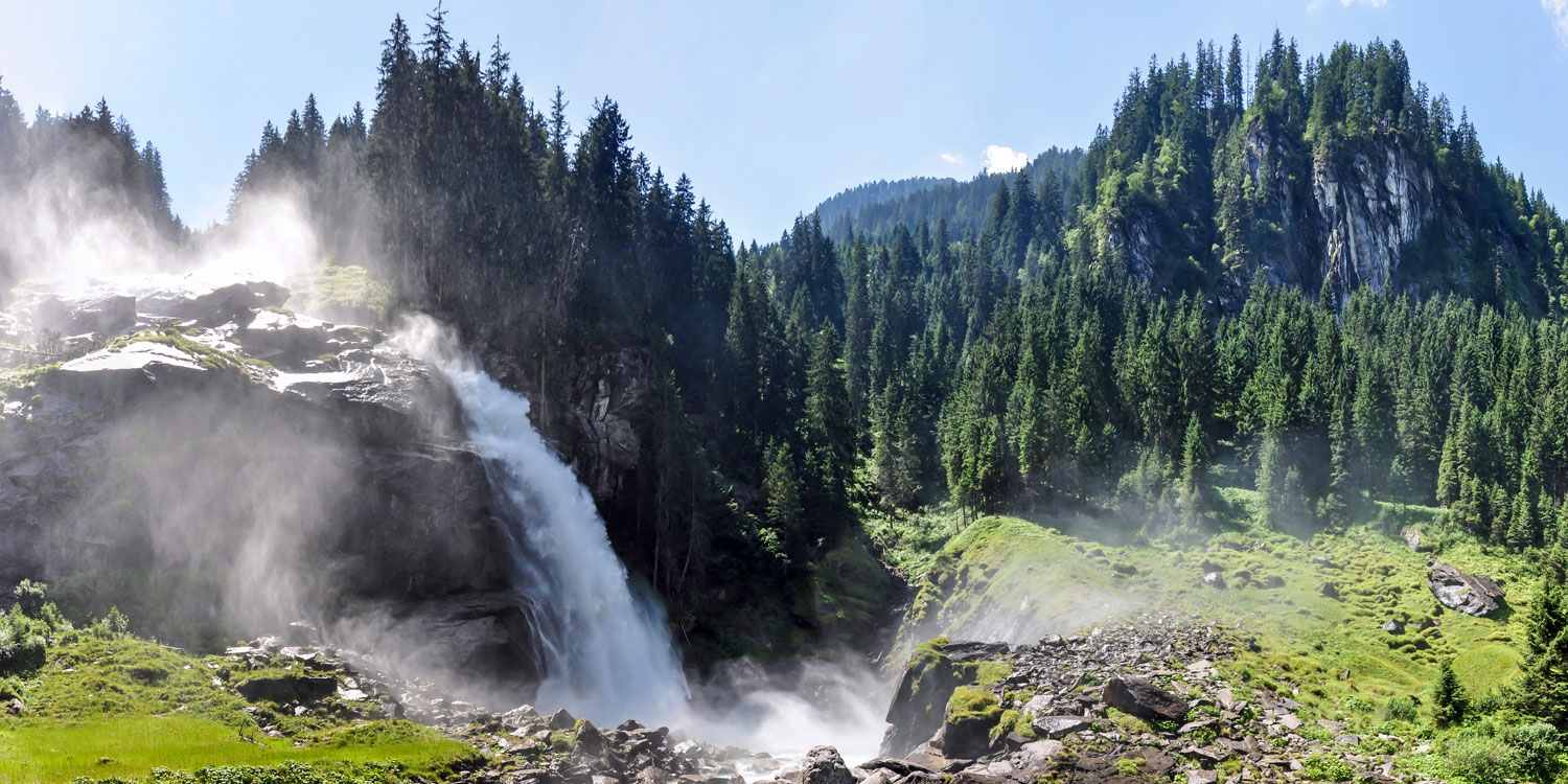 Wald & Bäume Krimmler Wasserfälle im schwarzen Bilderrahmen, 120x60cm