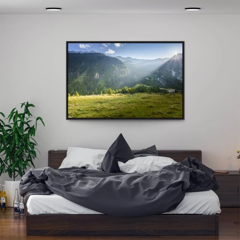 Berge & Gebirge Herbst Zillertal Tirol im schwarzen Bilderrahmen, 200x150cm