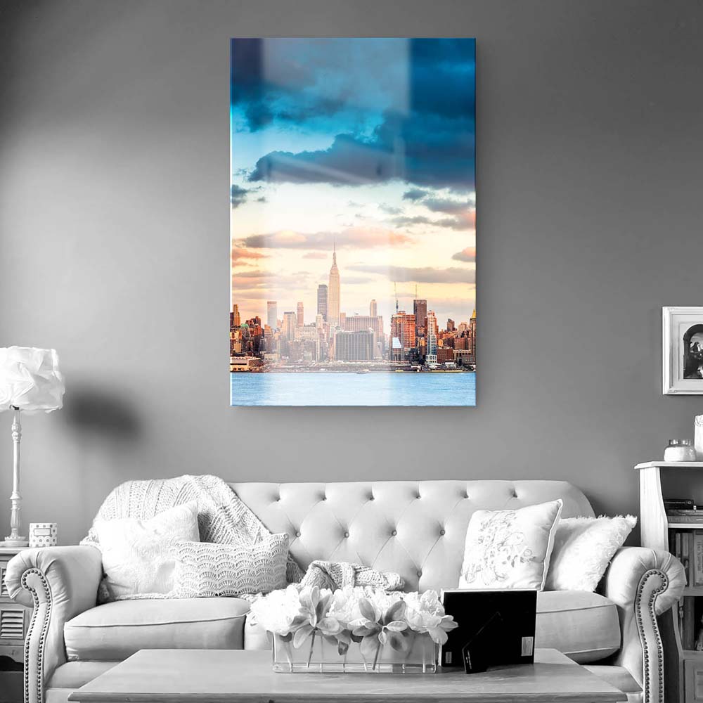 Skyline im Hochformat, Panorama von New York als Acrylglas Bild 60x90cm