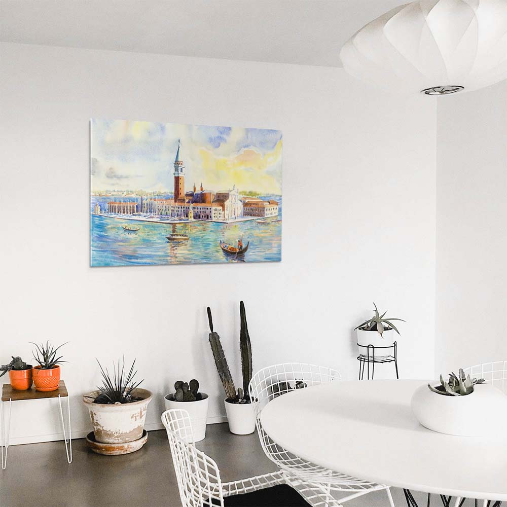 Panorama Acrylglasbild 180x90cm Skyline Venedig als Gemälde