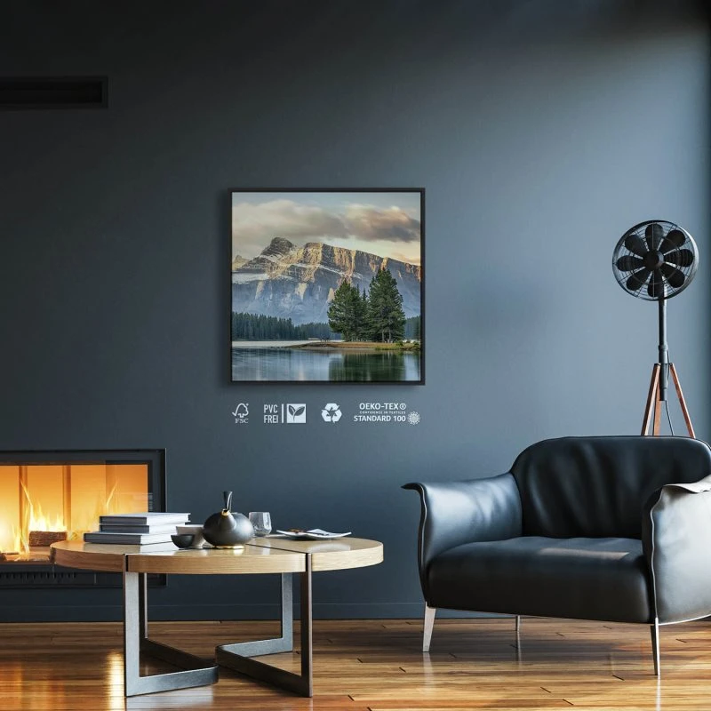 Berge & Gebirge Kanada Mount Rundle im schwarzen Bilderrahmen, 80x80cm