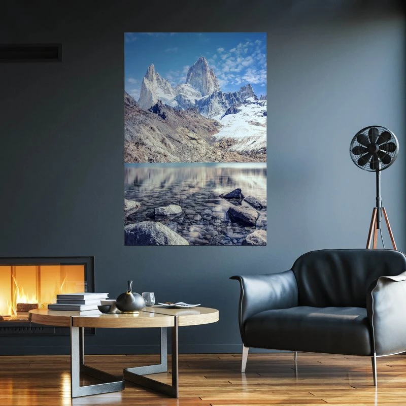 80x120cm großes WandPoster Hochformat, Berge & Gebirge Fitz Roy und  Cerro Torre