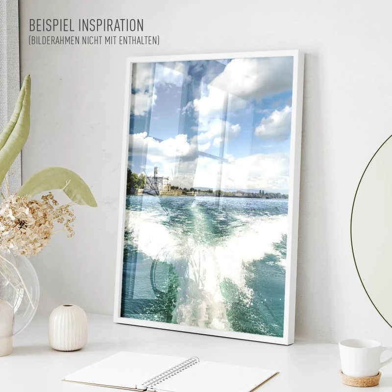 Poster 40x60cm im Hochformat, Bootsfahrt Bodensee Flüsse & Seen