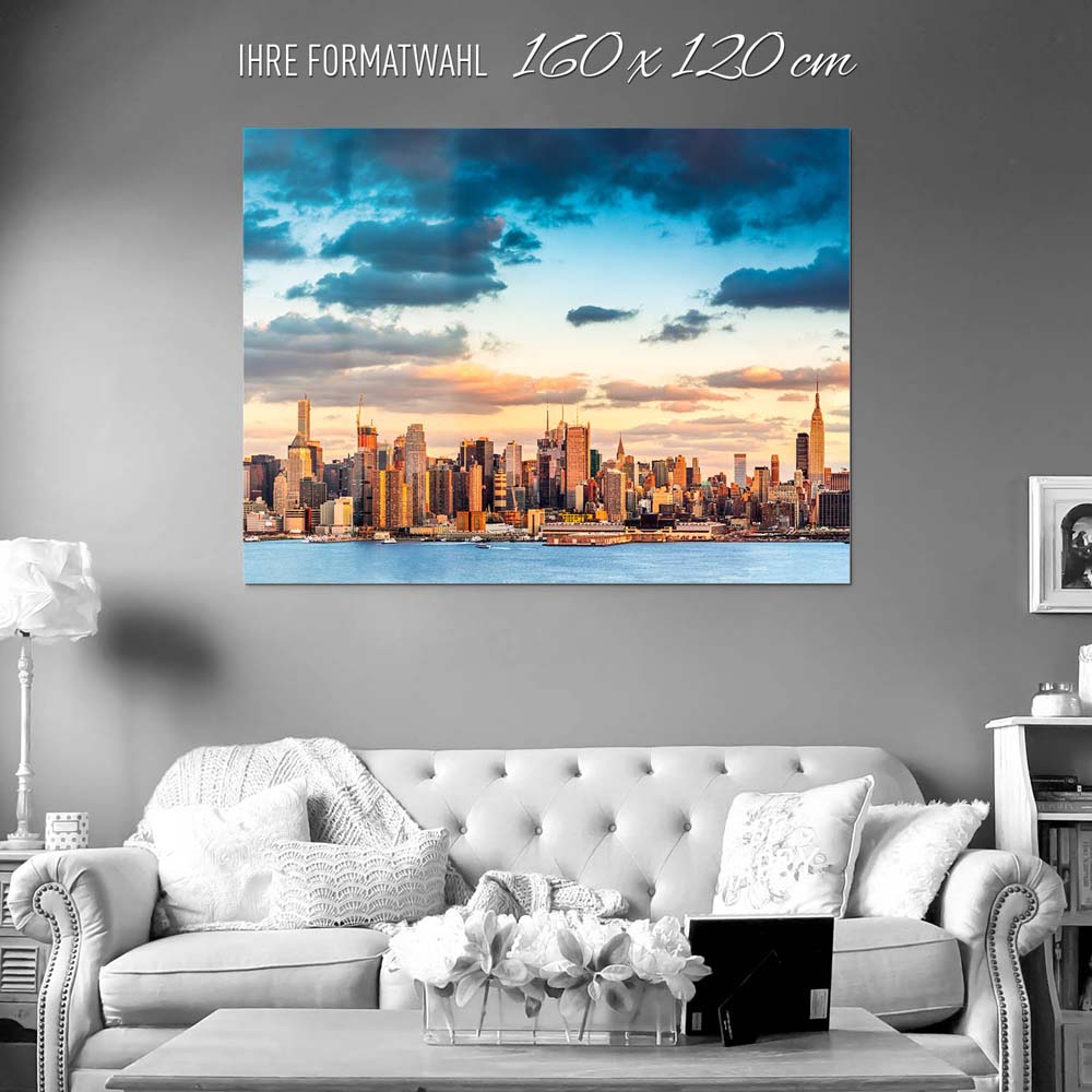 Skyline Panorama von New York als Acrylglasverbund Bild 160x120cm