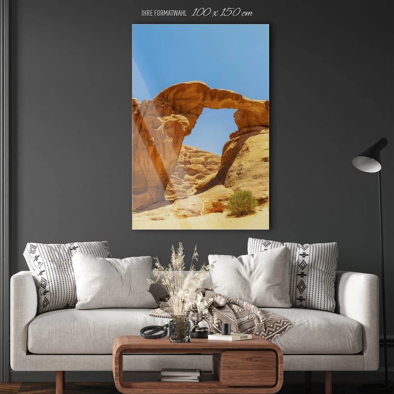 Berge & Gebirge im XXL Hochformat, Wadi Rum Wüste als Acrylglasbild 100x150cm