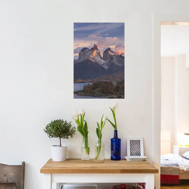 Poster 60x90cm im Hochformat, Sonnenspiele Patagonien Flüsse & Seen