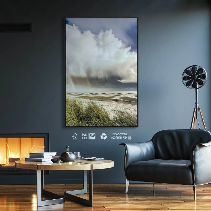 Strand & Meer Wattenmeer Nordsee im Hochformat 60x90cm mit schwarzen Bilderrahmen