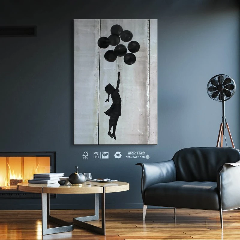 Leinwandbild Hochformat XXL 100x150cm, Banksy Girl with ballons