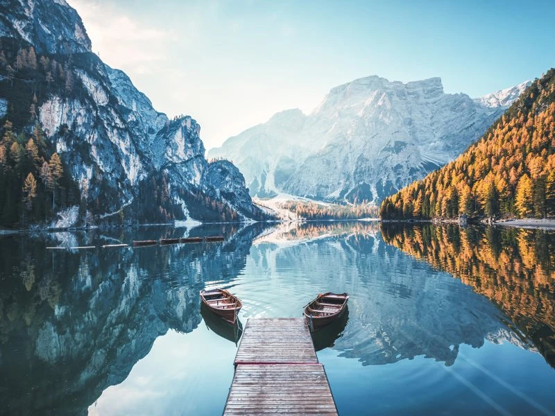 XXL Poster 200x150cm Berge & Gebirge Pragser Wildsee Dolomiten