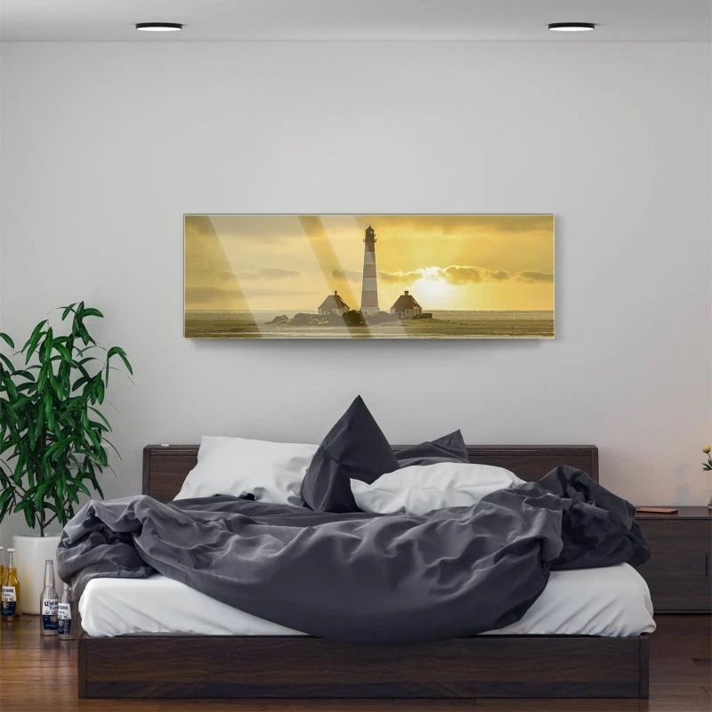 Strand & Meer Leuchtturm Westerheversand als Acrylglasverbund Bild 150x50cm