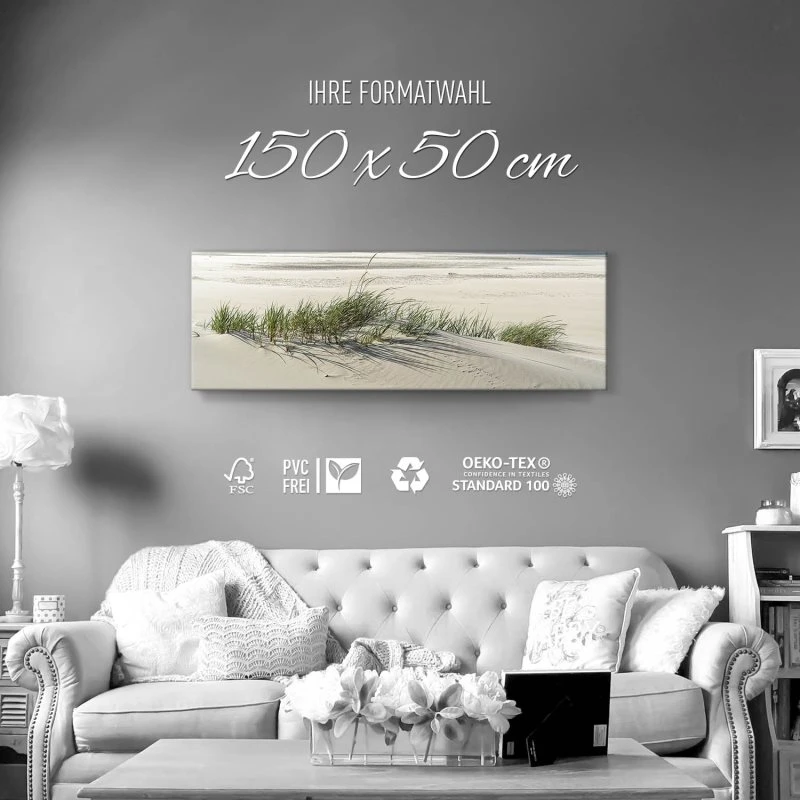 Keilrahmenbild 150x50cm, Strand & Meer Dünengras Ostsee