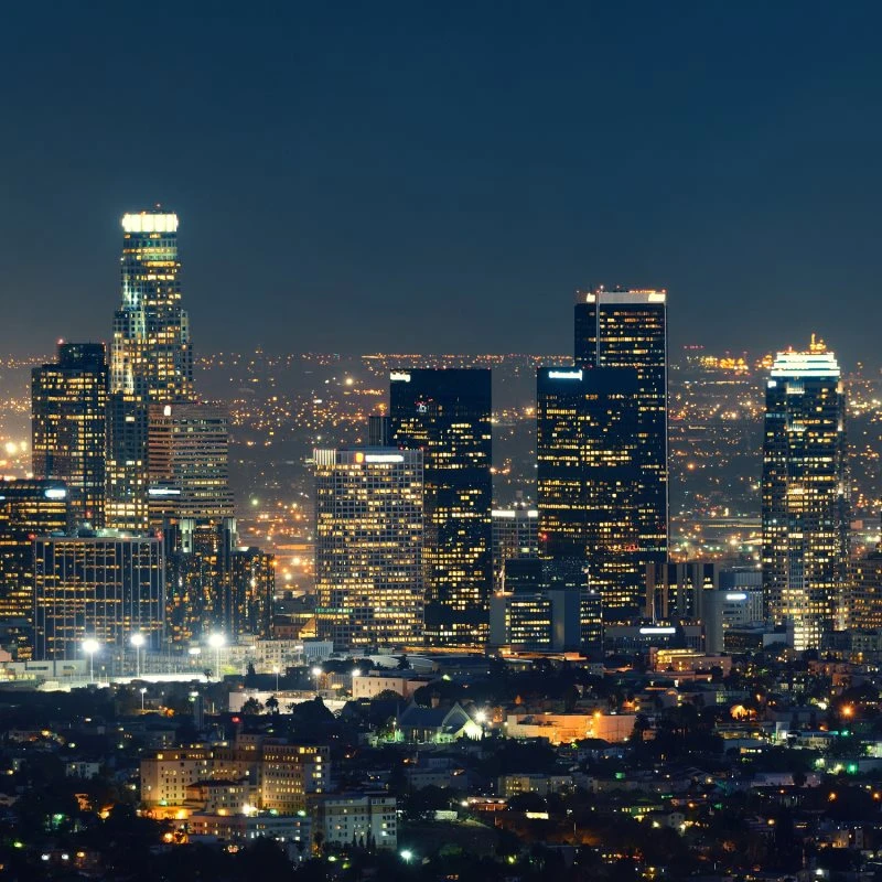 WandPoster Skyline Los Angeles Nachts, 50x50cm