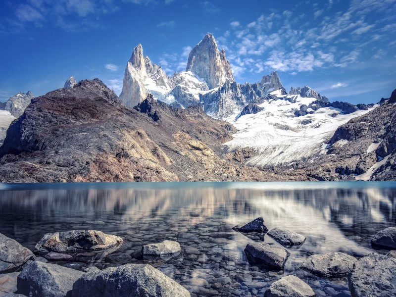 Berge & Gebirge Fitz Roy und  Cerro Torre als Acrylglasverbund Bild 160x120cm