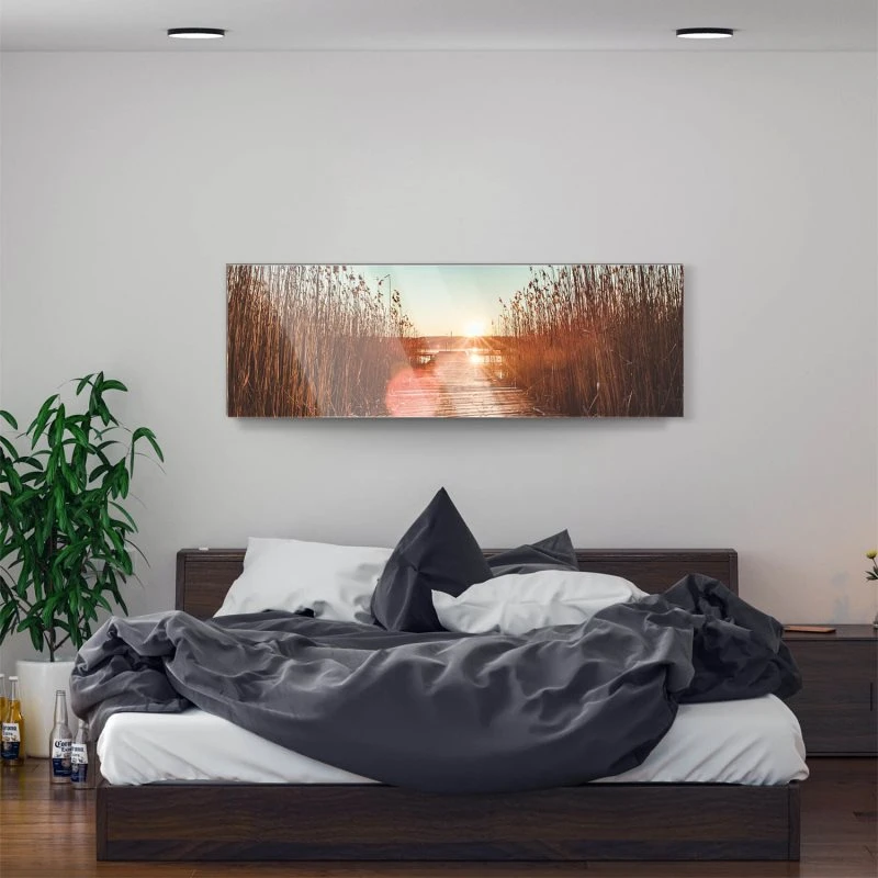 Flüsse & Seen Bootsteeg als Acrylglasverbund Bild 150x50cm
