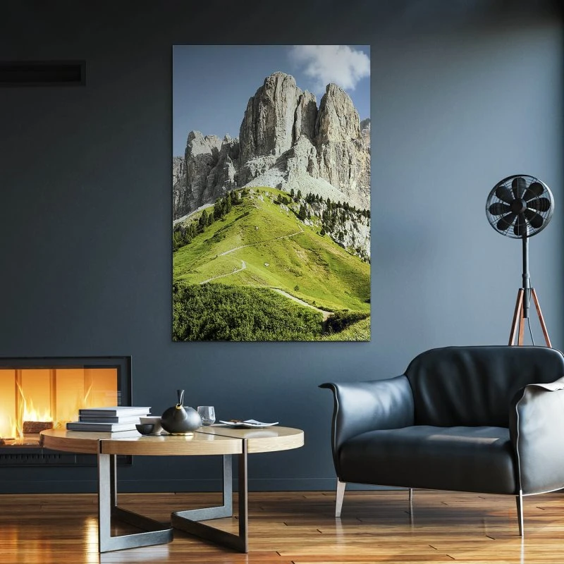 Alu-Dibond Bild im Hochformat, Berge & Gebirge Dolomiten Panorama 60x90cm