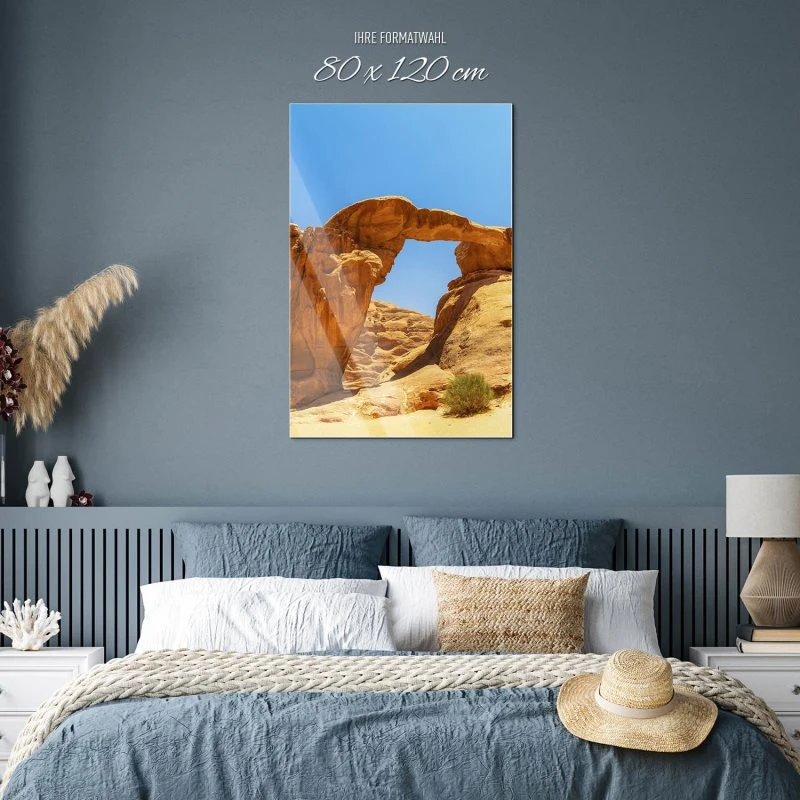 Hochformat Acrylglasverbund Bild, Berge & Gebirge Wadi Rum Wüste in 80x120cm größe