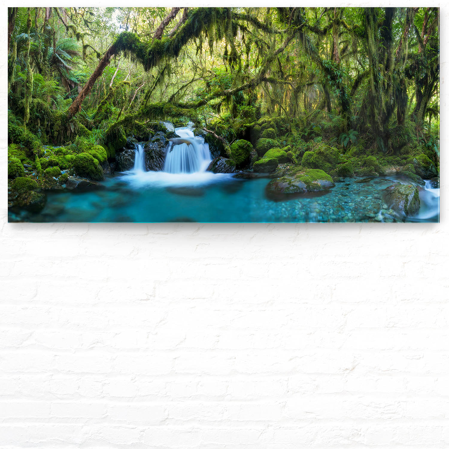 Dschungel idylischer Bachlauf als Acrylglas Bild 120x60cm