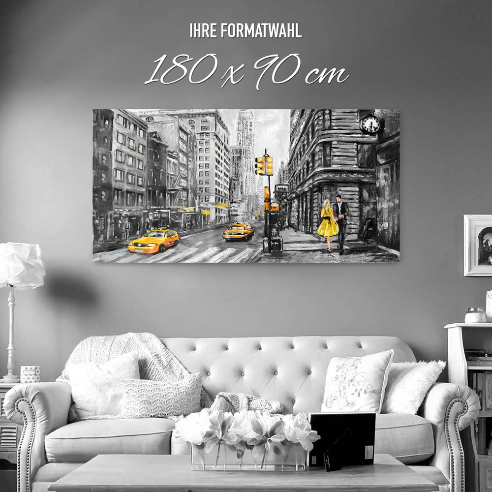 Panorama Acrylglasbild 180x90cm Skyline New York wie gemalt
