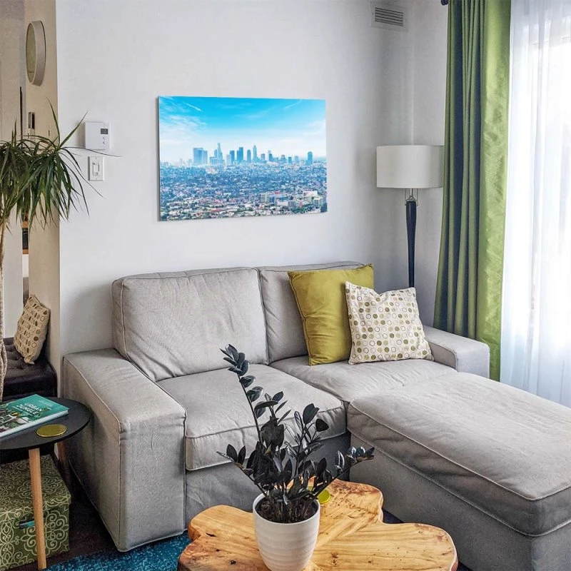 Skyline Los Angeles Panorama als Alu-Dibond Bild 80x80cm
