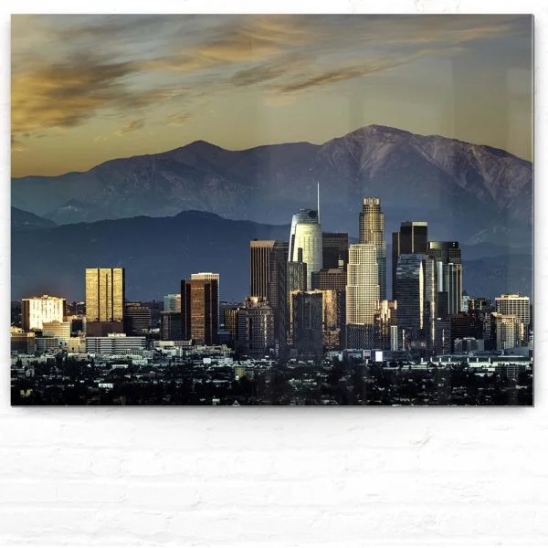 Skyline Los Angeles by night als Acrylglasverbund Bild 100x75cm