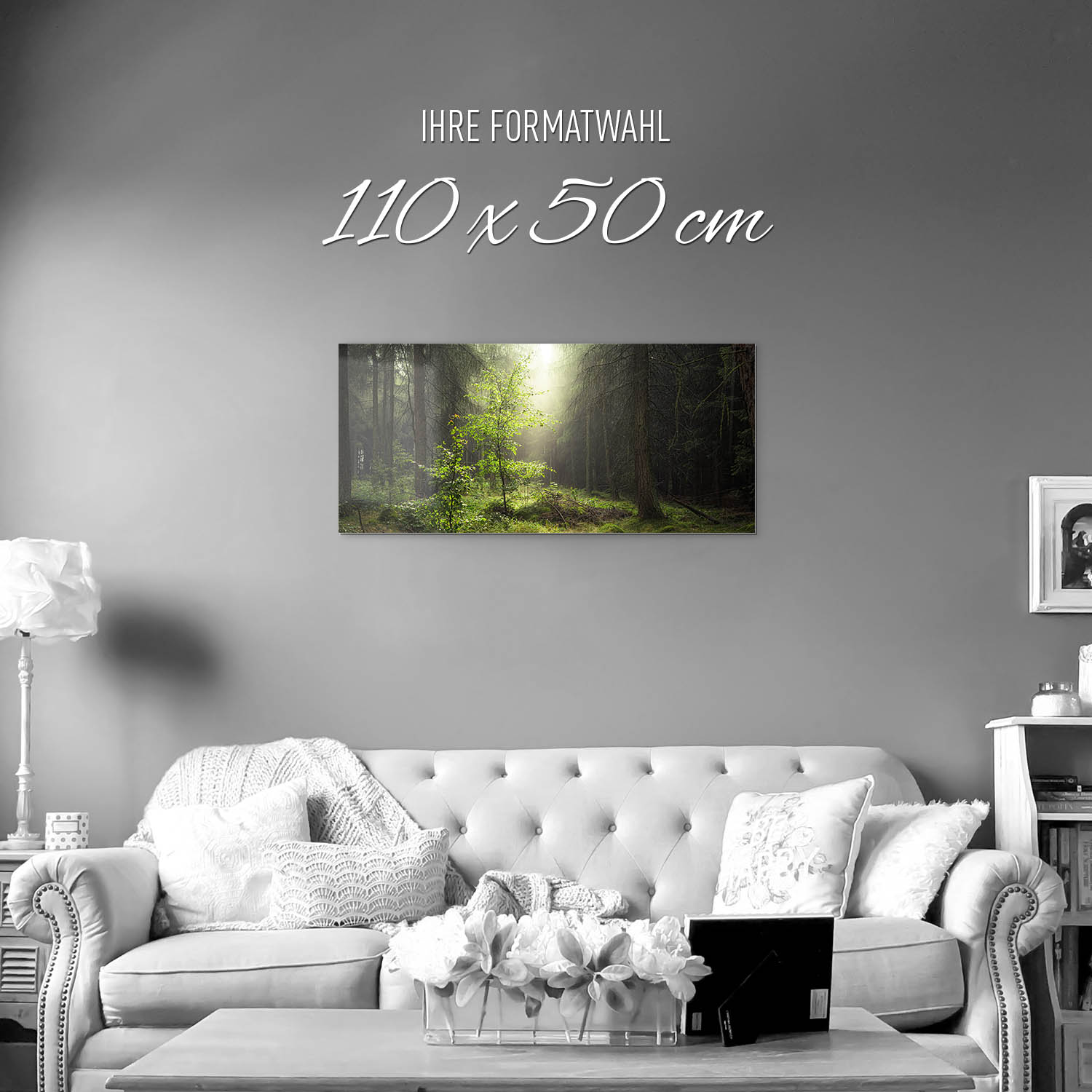 Wald & Bäume Lichtung als Acrylglasverbund Bild 110x50cm