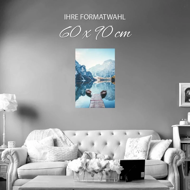 Poster 60x90cm im Hochformat, Pragser Wildsee Dolomiten Berge & Gebirge