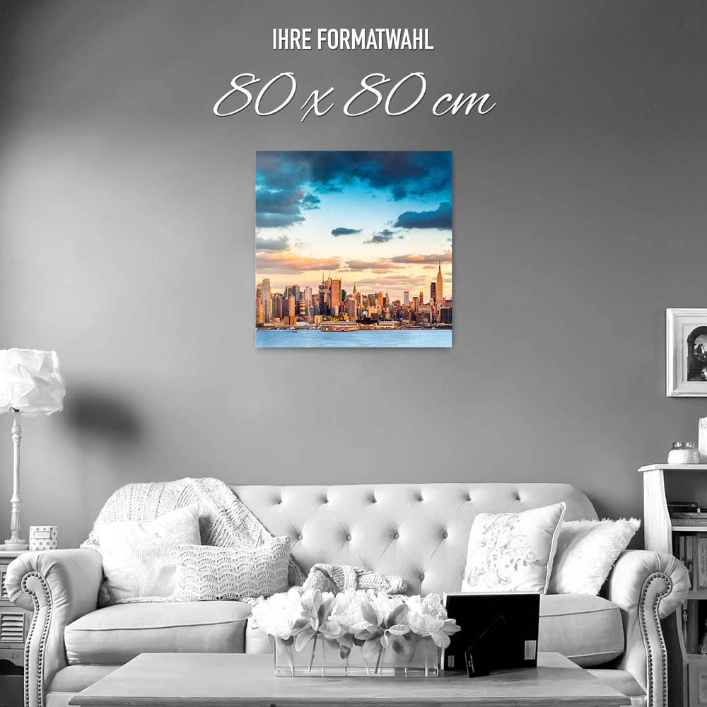 Skyline Panorama von New York als Acrylglas Bild 80x80cm