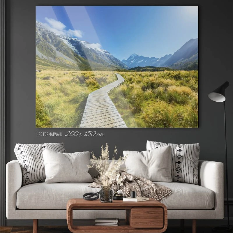 200x150cm großes Acrylglasbild, Berge & Gebirge Mount Cook National Park Neuseeland