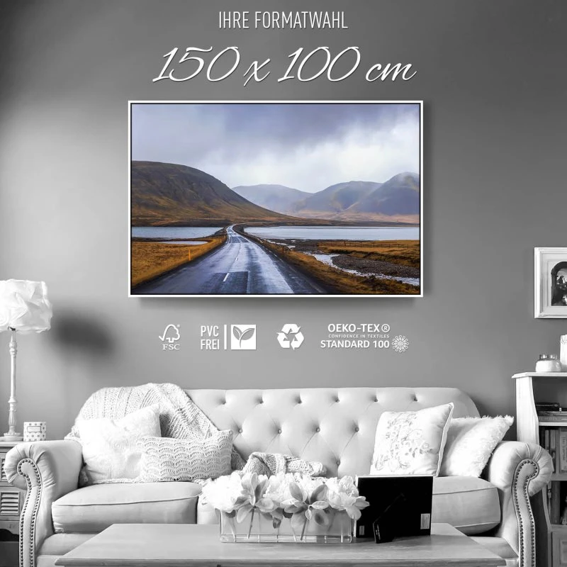 Berge & Gebirge Halbinsel Snæfellsnes Island im weißen Bilderrahmen, 150x100cm