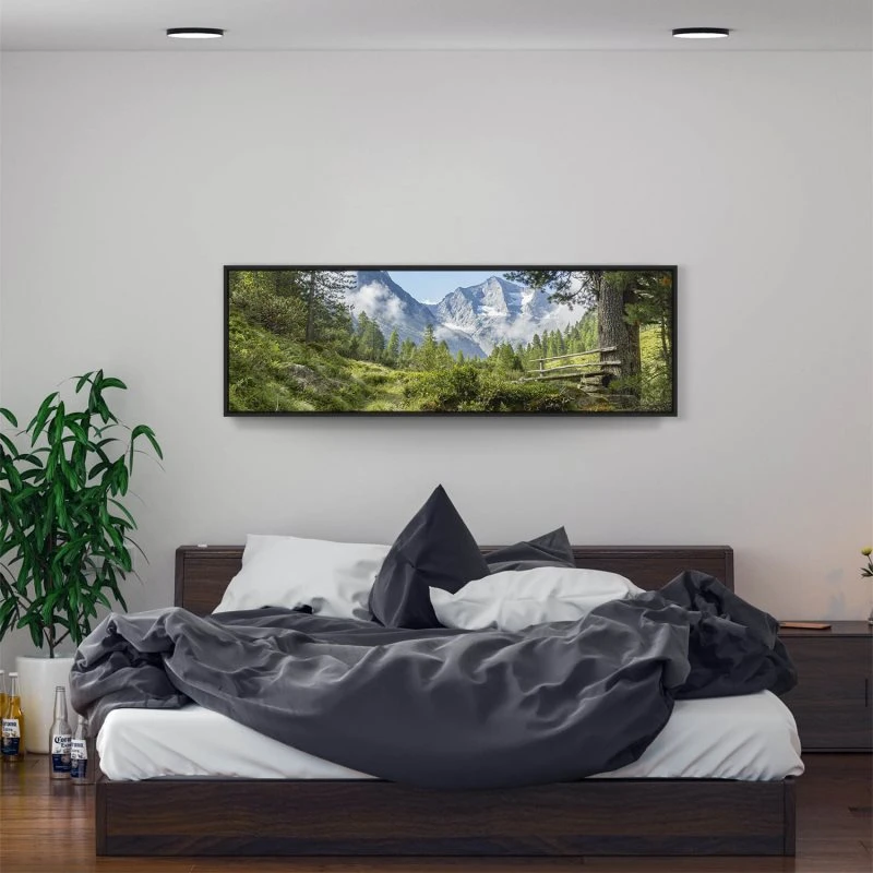 Berge & Gebirge Zillertal Tirol im schwarzen Bilderrahmen, 150x50cm