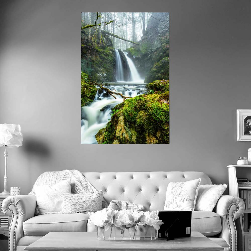 Wald & Bäume Wasserfall im Schwarzwald Poster XXL 100x150cm im Hochformat