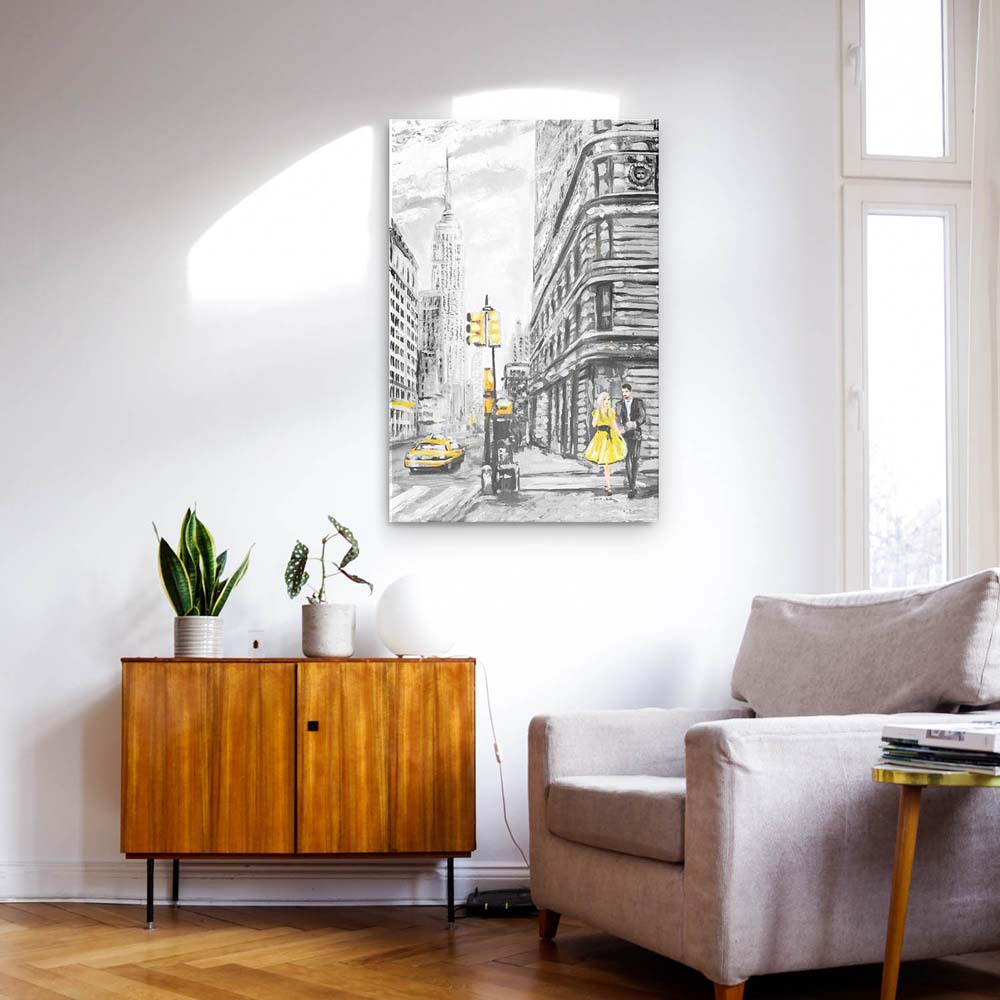 Panorama Acrylglasbild 180x90cm Skyline New York wie gemalt