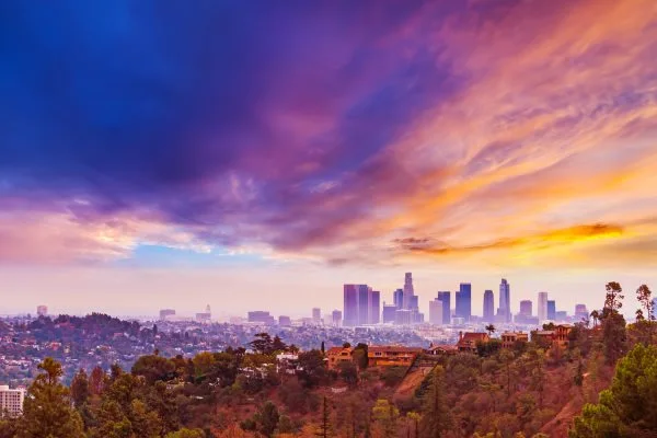 Skyline Los Angeles hills als XXL Alu-Dibond Bild 150x100cm