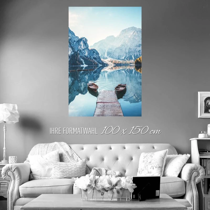 Berge & Gebirge Pragser Wildsee Dolomiten Poster XXL 100x150cm im Hochformat