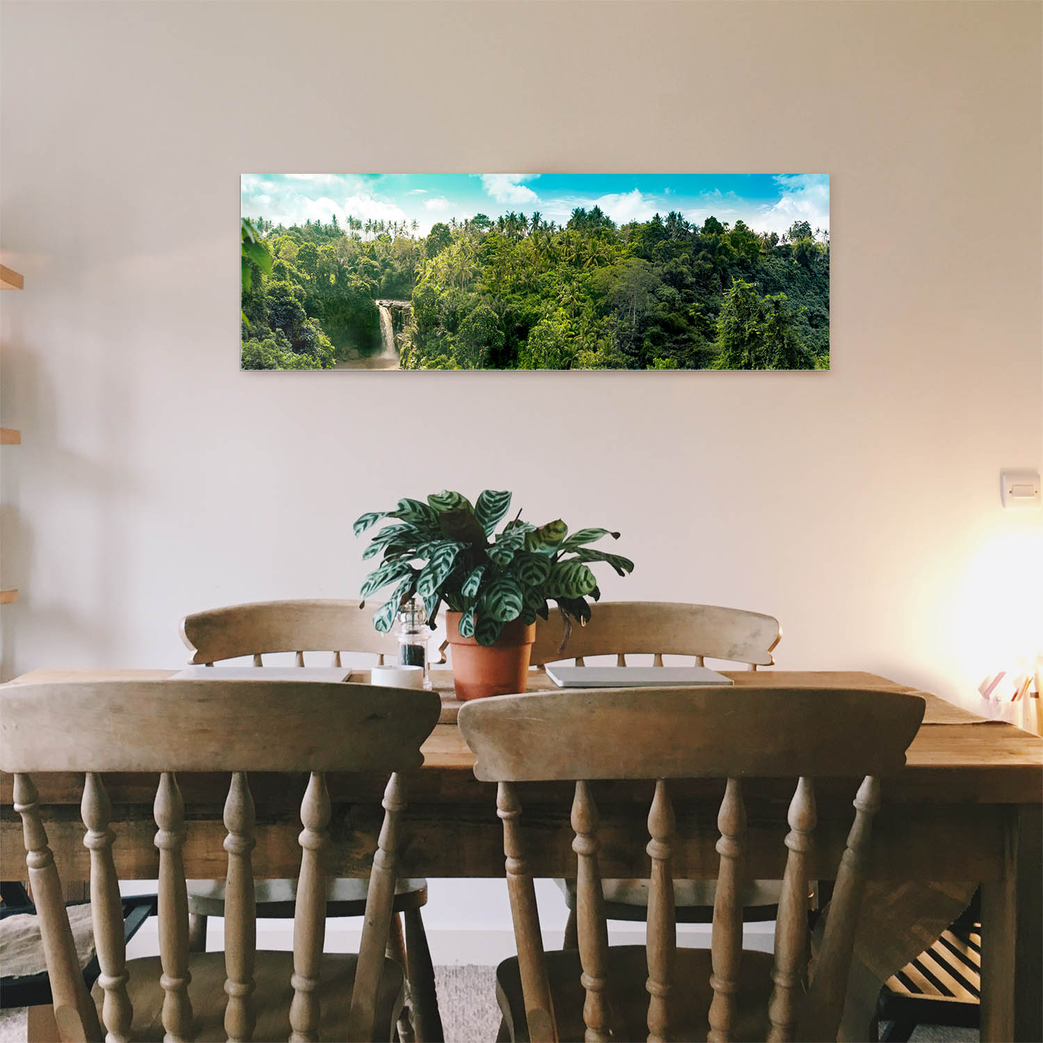 Dschungel Wasserfallpanorama als Acrylglasverbund Bild 180x90cm