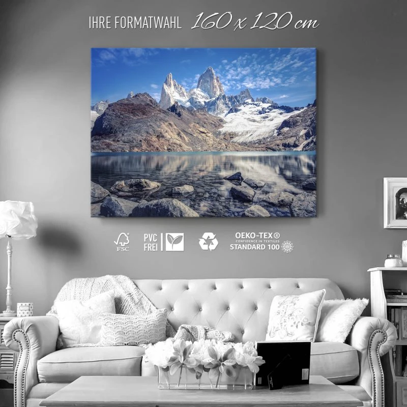 Keilrahmenbild groß, Berge & Gebirge Fitz Roy und  Cerro Torre 160x120cm 