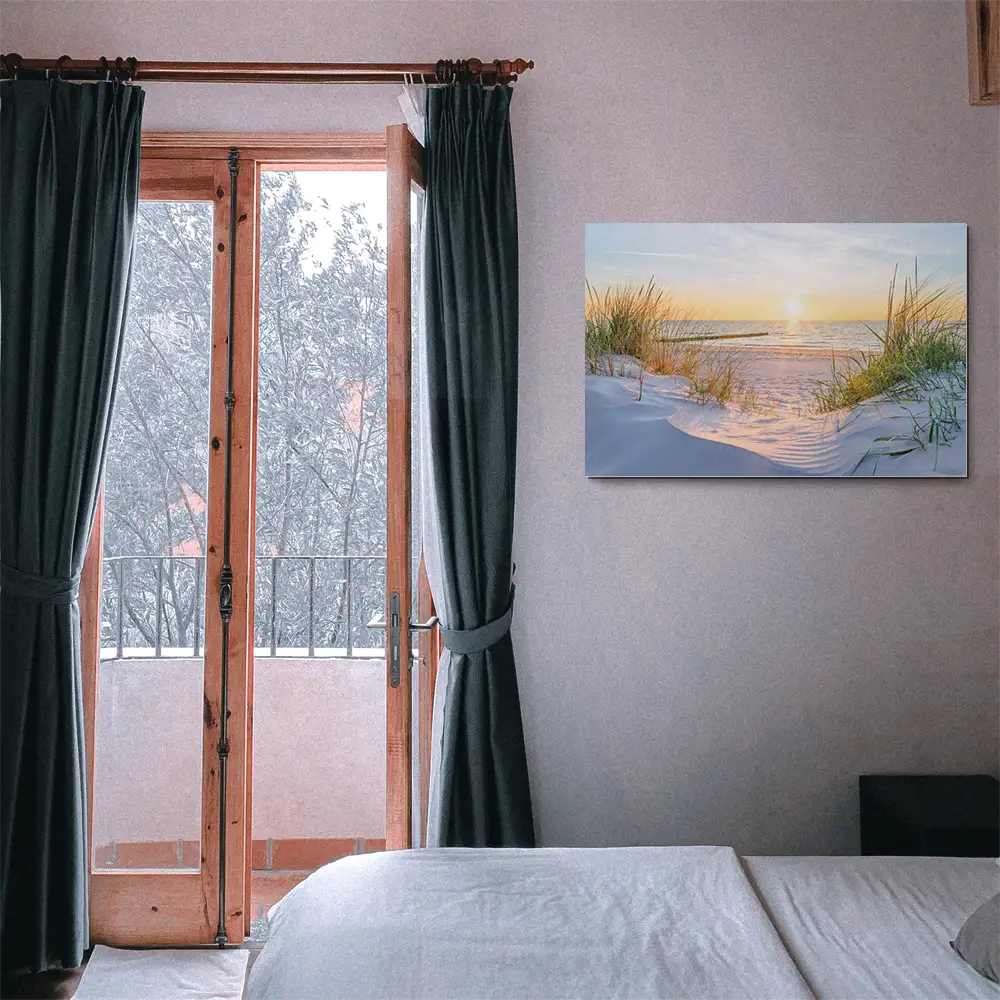 Strand & Meer Ostsee Sonnenuntergang als Alu-Dibond Bild 120x60cm