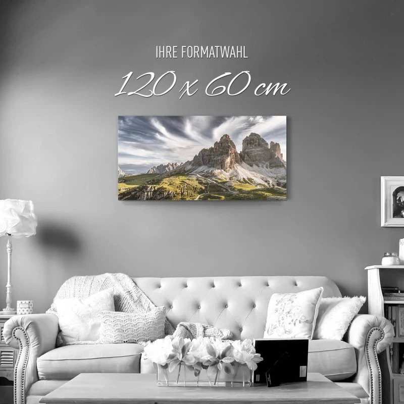 Berge & Gebirge 3 Zinnen Dolomiten als Alu-Dibond Bild 120x60cm