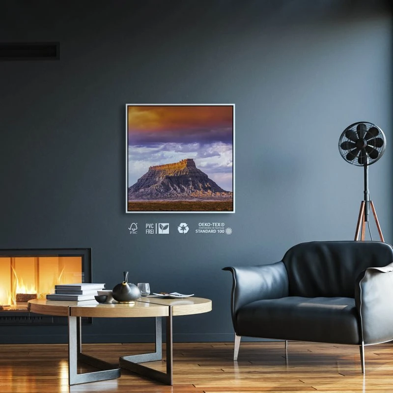 Berge & Gebirge factory butte USA im weißen Bilderrahmen, 50x50cm