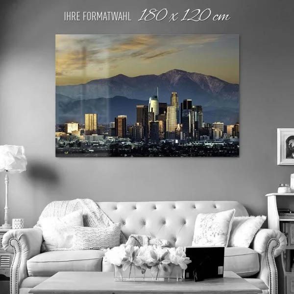 Skyline Los Angeles by night als Acrylglasverbund Bild 180x120cm