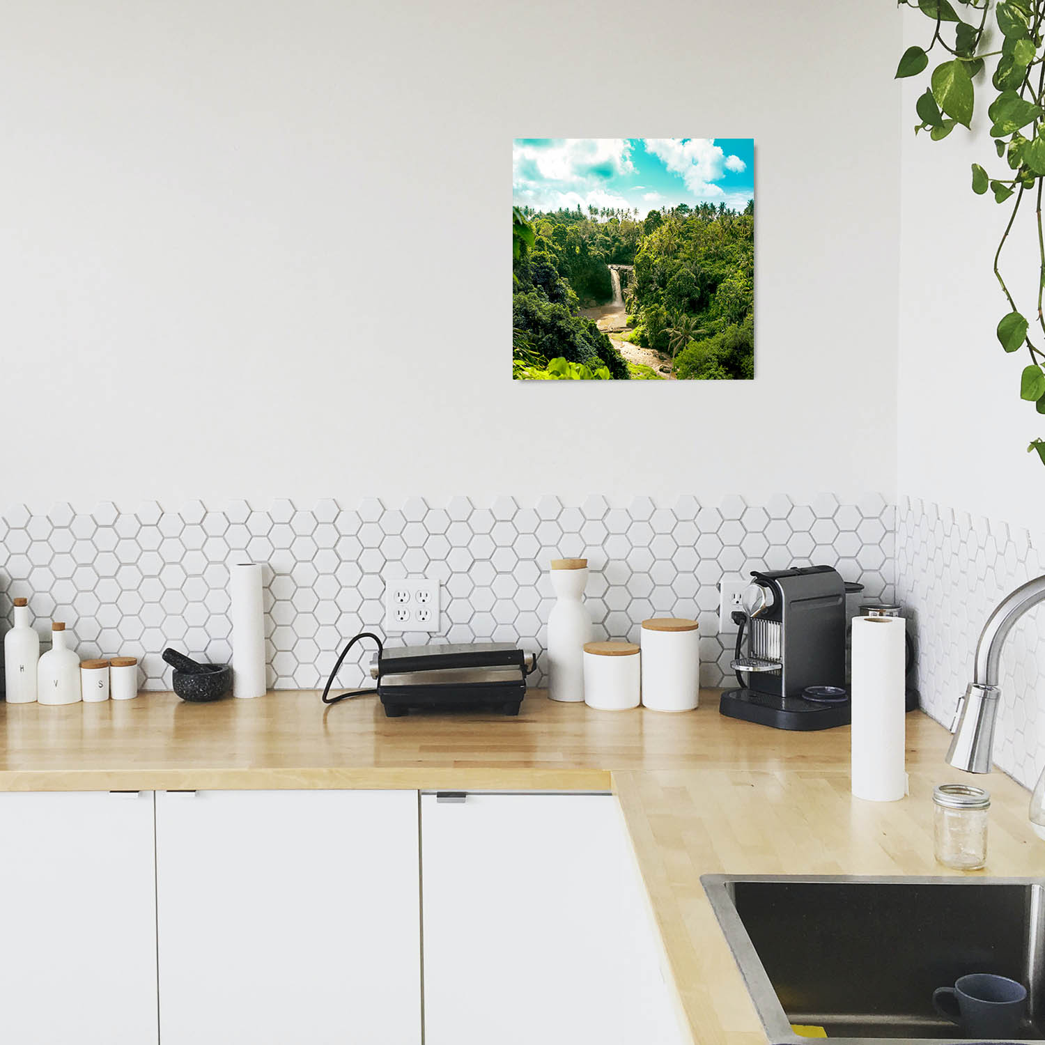 Dschungel Wasserfallpanorama als Poster 110x50cm