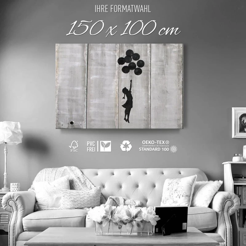 Keilrahmenbild 150x100cm, Banksy Girl with ballons