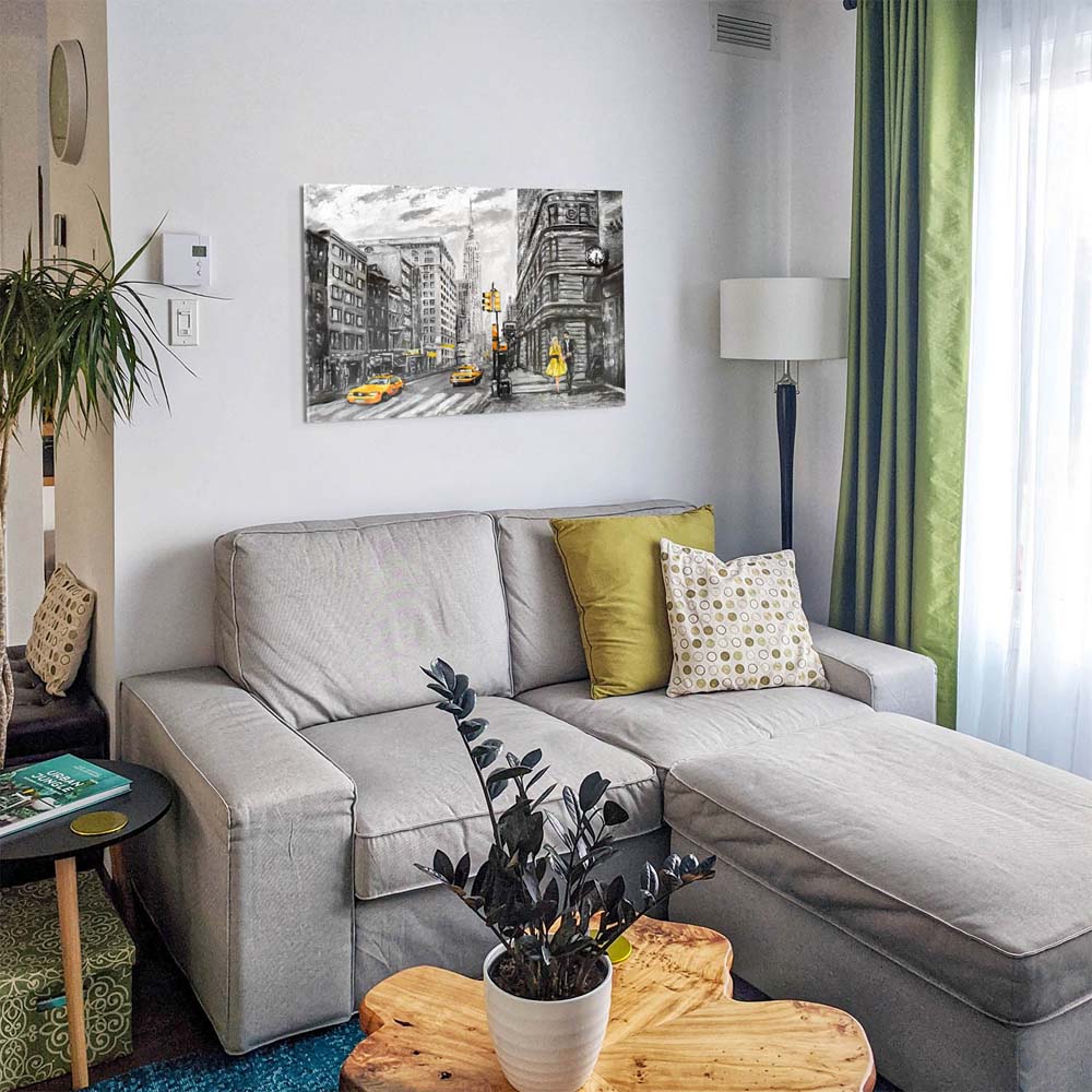 Panorama Acrylglasbild 180x90cm Skyline New York wie gemalt