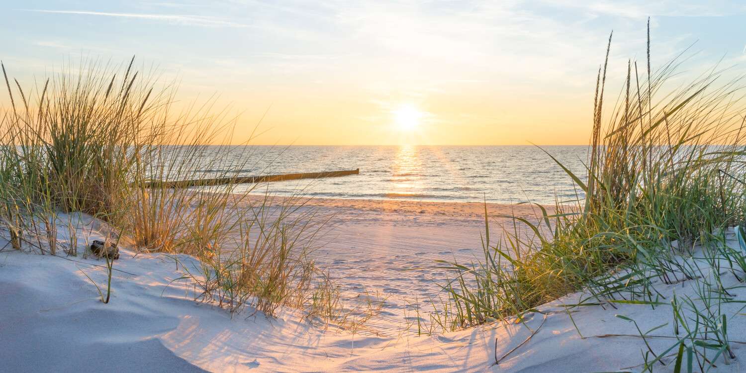 Strand & Meer Ostsee Sonnenuntergang als Acrylglas Bild 120x60cm