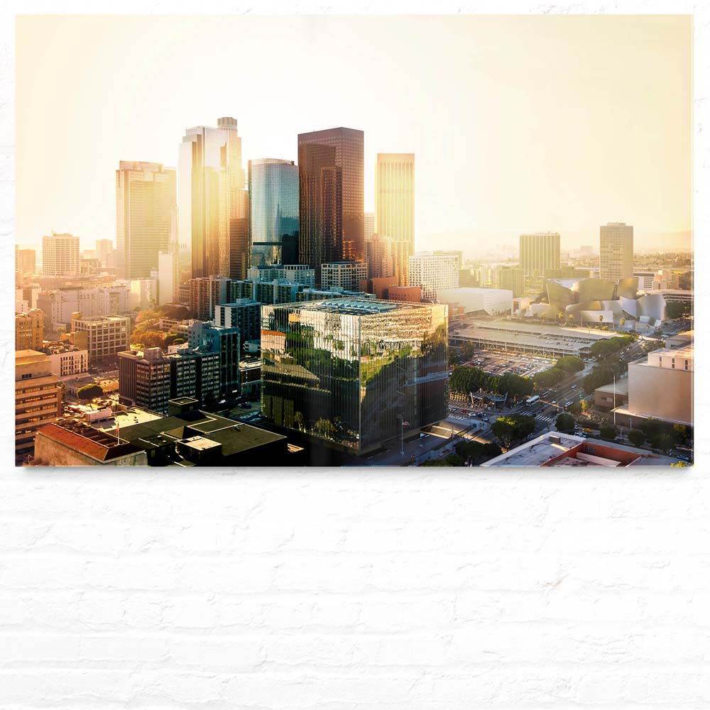 Skyline Los Angeles Sunset als Acrylglas Bild 90x60cm