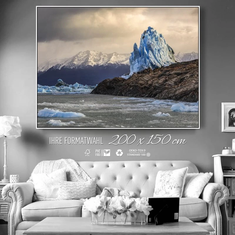 Berge & Gebirge Perito Moreno Gletscher im weißen Bilderrahmen, 200x150cm